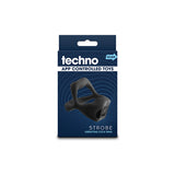 Techno - Strobe - Black - Black USB Rechargeable Vibrating Cock Ring with App Control-NSN-0287-53