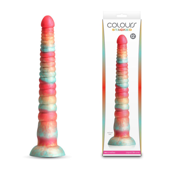 Colours Stacked - 12 Dildo - Red/Gold - Red/Gold 30.6 cm Fantasy Dildo-NSN-0412-21