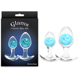 Glams Cosmic 2pc Kit - Blue - Clear/Blue Butt Plugs - Set of 2 Sizes-NSN-0515-07