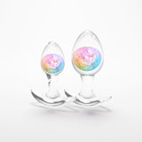 Glams Cosmic 2pc Kit - Rainbow - Clear/Rainbow Butt Plugs - Set of 2 Sizes-NSN-0515-09