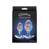 Glams Cosmic 2pc Kit - Rainbow - Clear/Rainbow Butt Plugs - Set of 2 Sizes-NSN-0515-09
