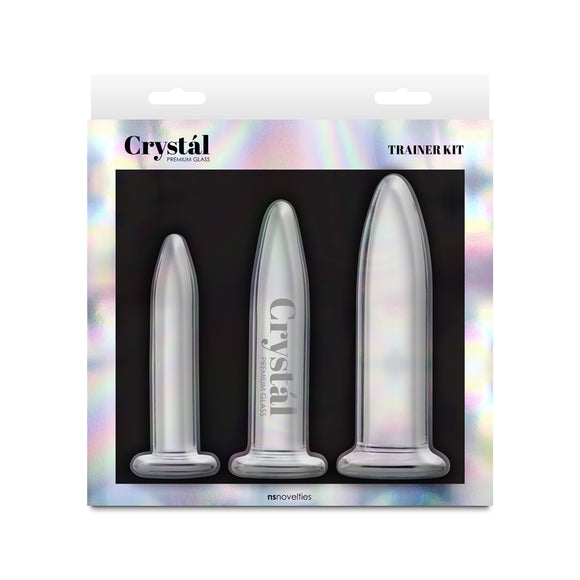 Crystal - 3pc Trainer Kit - Clear - Clear Glass Anal Plugs - Set of 3 Sizes-NSN-0700-21