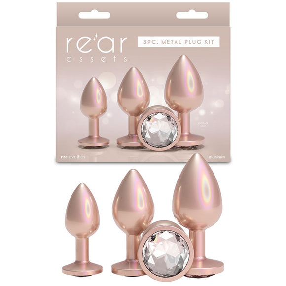 Rear Assets Trainer Kit - Iridescent Champagne - Iridescent Champagne Metallic Butt Plugs - Set of 3 Sizes-NSN-0960-06