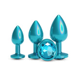 Rear Assets Trainer Kit - Iridescent Teal - Iridescent Teal Metallic Butt Plugs - Set of 3 Sizes-NSN-0960-07