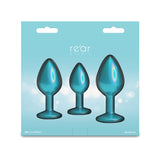 Rear Assets Trainer Kit - Iridescent Teal - Iridescent Teal Metallic Butt Plugs - Set of 3 Sizes-NSN-0960-07