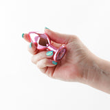 Rear Assets - Medium - Pink - Pink 8.2 cm Medium Metal Butt Plug with Pink Round Gem Base
