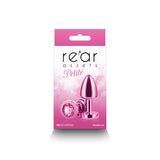Rear Assets Petite - Pink - Pink 6 cm Metal Butt Plug with Pink Round Gem Base