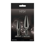 Rear Assets Tapered Trainer Kit - Gunmetal - Gunmetal Grey Metal Butt Plugs - Set of 2 Sizes