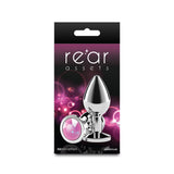 Rear Assets Silver - Medium - Pink Gem - Silver Medium Metal Butt Plug with Pink Gem Base