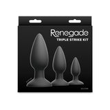 Renegade Triple Strike Kit - Black - Black Butt Plugs - Set of 3 Sizes-NSN-1105-90