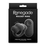 Renegade Rocket Ring - Black - Black USB Rechargeable Vibrating Cock Ring with Wireless Remote-NSN-1119-53