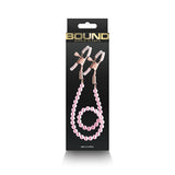 Bound Nipple Clamps - DC1 - Pink - Gold Nipple Clamps with Pink Pearl Chain