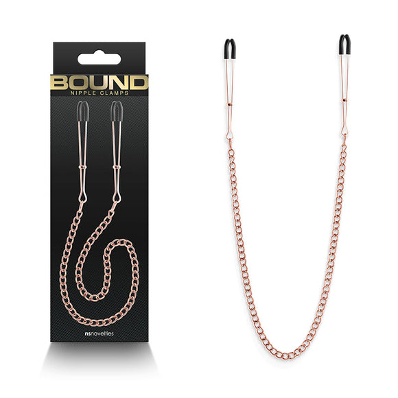 Bound Nipple Clamps - DC3 - Rose Gold - Rose Gold Nipple Clamps with Chain-NSN-1303-12