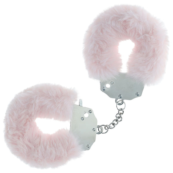 OUCH! Heavy-Duty Fluffy Cuffs - Powder Pink - Powder Pink Fluffy Restraints-OU1046PPNK