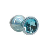 OUCH! Paris Collection - Metal Anal Plug Set - Blue - Metallic Blue Butt Plugs with Gem Bases - Set of 3 Sizes-OU1059BLU