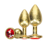 OUCH! Milan Collection - Metal Anal Plug Set - Gold - Gold Butt Plugs with Gem Bases - Set of 3 Sizes-OU1059GLD