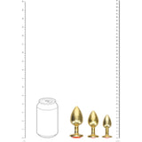 OUCH! Milan Collection - Metal Anal Plug Set - Gold - Gold Butt Plugs with Gem Bases - Set of 3 Sizes-OU1059GLD