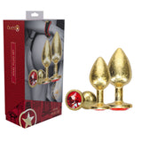 OUCH! Milan Collection - Metal Anal Plug Set - Gold - Gold Butt Plugs with Gem Bases - Set of 3 Sizes-OU1059GLD