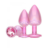 OUCH! Paris Collection - Metal Anal Plug Set - Pink - Metallic Pink Butt Plugs with Gem Bases - Set of 3 Sizes-OU1059PNK