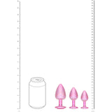 OUCH! Paris Collection - Metal Anal Plug Set - Pink - Metallic Pink Butt Plugs with Gem Bases - Set of 3 Sizes-OU1059PNK