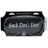 OUCH! Satin Mask - Suck Don't Bite - Black Printed Eye Mask