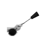OUCH! Black & White Crop with Feather Tickler - Black 44 cm Feather Crop-OU693BLK