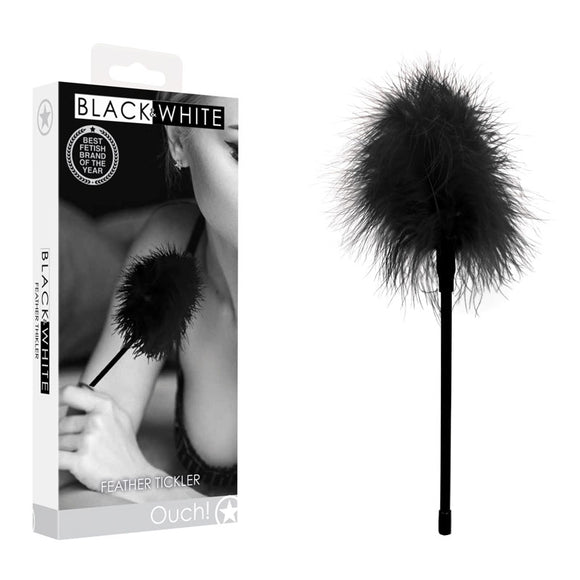 OUCH! Black & White Feather Tickler - Black Feather Crop-OU694BLK