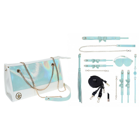 OUCH! Paris Collection - Kit with Bag - Baby Blue Bondage Set with Bag - 8 Piece Kit-OU988BLU