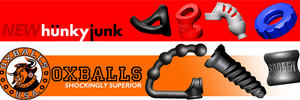 Modern take on men's sex and the toys that make sex more fun.  hünkyjunk and oxballs toys are creative toys with a focus on style, function, durability and color.  Our plus+siliconesilicone/TPR blend feels smooth--it has a velvety rubbery feel.