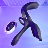 Playboy Pleasure The 3 Way - Black USB Rechargeable Vibrating Cock Ring with Wireless Remote-PB-RS-1287-2