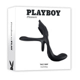 Playboy Pleasure The 3 Way - Black USB Rechargeable Vibrating Cock Ring with Wireless Remote-PB-RS-1287-2