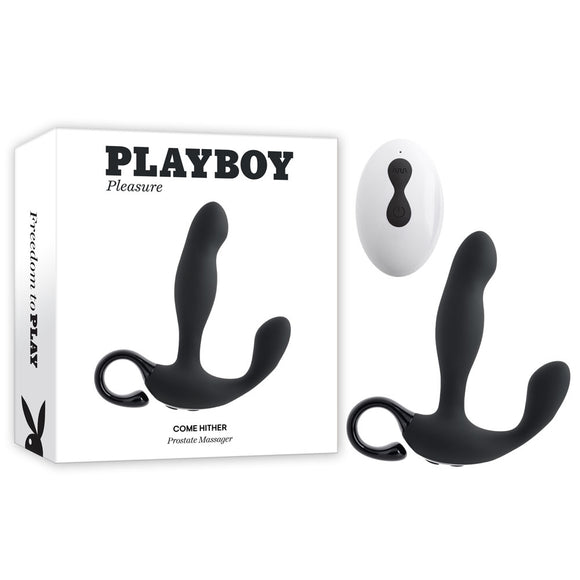 Playboy Pleasure COME HITHER - Black 13.2 cm USB Rechargeable Vibrating Prostate Massager with Wireless Remote Control-PB-RS-2383-2