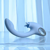 Playboy Pleasure SAPPHIRE SKY - Blue 21.6 cm USB Rechargeable Vibrator with Double Tongue Stimulator-PB-RS-4509-2