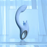 Playboy Pleasure SAPPHIRE SKY - Blue 21.6 cm USB Rechargeable Vibrator with Double Tongue Stimulator-PB-RS-4509-2