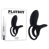 Playboy Pleasure JUST RIGHT - Black USB Rechargeable Vibrating Cock & Balls Rings-PB-RS-4578-2