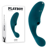 Playboy Pleasure CHARMER - Blue USB Rechargeable Vibrator with Clitoral Suction-PB-RS-4691-2
