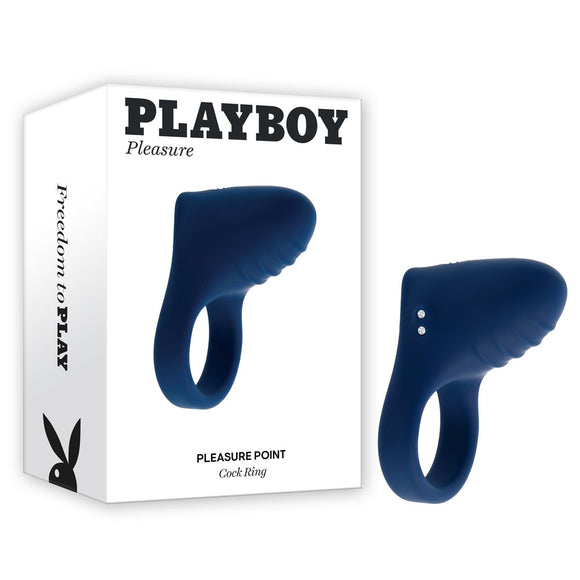 Playboy Pleasure PLEASURE POINT - Blue USB Rechargeable Vibrating Cock Ring-PB-RS-5308-2