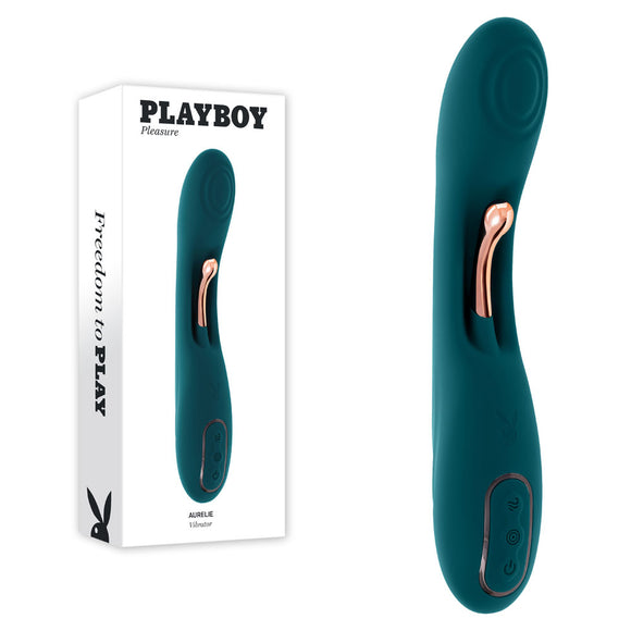 Playboy Pleasure AURELIE - Green 22.7 cm USB Rechargeable Vibrator with Internal Flicker-PB-RS-5964-2