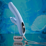 Playboy Pleasure IN BLOOM - Blue 23.5 cm USB Rechargeable Thrusting Tapping & Heating Dual Vibrator-PB-RS-6466-2
