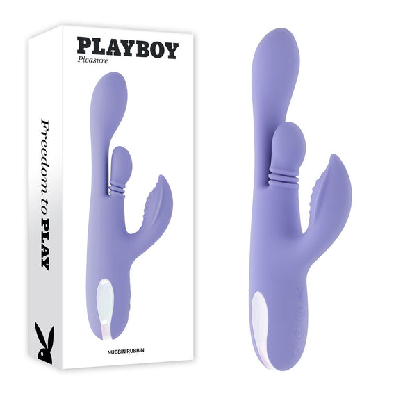 Playboy Pleasure NUBBIN RUBBIN - Purple 24.1 cm USB Rechargeable Thrusting Rabbit Vibrator-PB-RS-6695-2