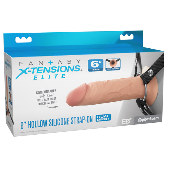 FX Elite 6 Silicone Hollow Strap-On - Flesh - Flesh 15.2 cm Hollow Strap-On-PD4158-21