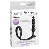 Anal Fantasy Collection Ass-Gasm Cockring Anal Beads - Black Cock Ring with Anal Plug-PD4696-23