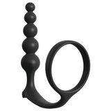 Anal Fantasy Collection Ass-Gasm Cockring Anal Beads - Black Cock Ring with Anal Plug-PD4696-23