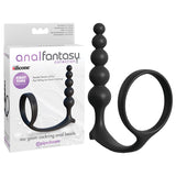 Anal Fantasy Collection Ass-Gasm Cockring Anal Beads - Black Cock Ring with Anal Plug-PD4696-23