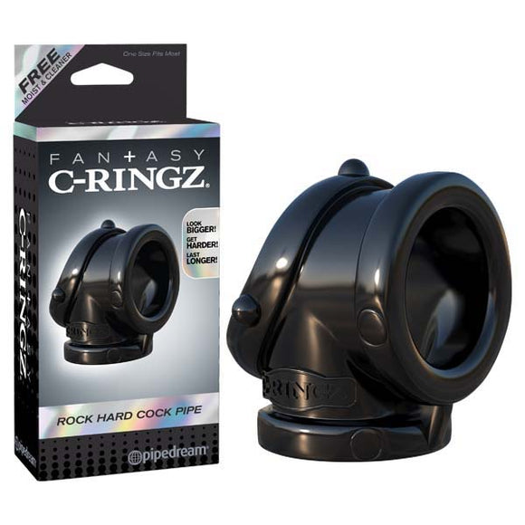 Fantasy C-ringz Rock Hard Cock Pipe - Black Cock & Ball Rings-PD5921-23