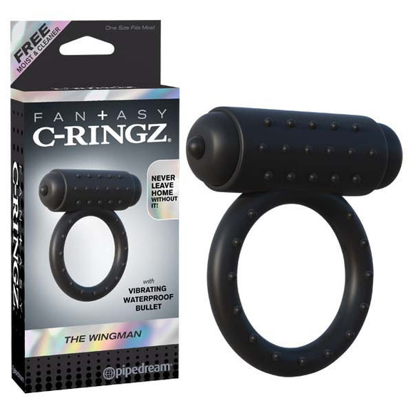 Fantasy C-ringz The Wingman - Black Vibrating Cock Ring-PD5924-23