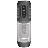 PUMPED Vortex - Gunmetal - Gunmetal Grey/Clear USB Rechargeable Sucking Rotating and Thrusting Auto Masturbator-PMP064GUN