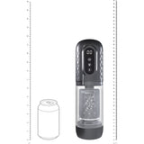 PUMPED Vortex - Gunmetal - Gunmetal Grey/Clear USB Rechargeable Sucking Rotating and Thrusting Auto Masturbator-PMP064GUN