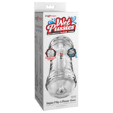 PDX Wet Pussies Super Flip-A-Pussy Over - Clear - Clear Dual Ended Self Lubricating Stroker (Vagina & Ass)