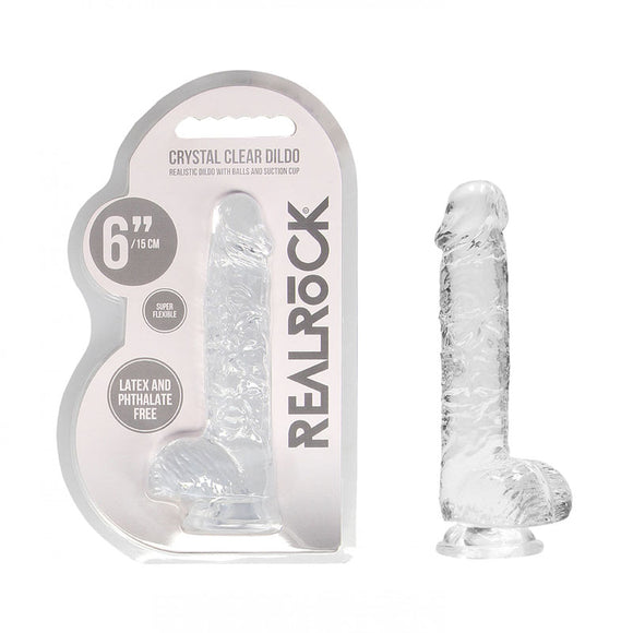 REALROCK 6 Realistic Dildo With Balls - Clear 15.2 cm Dong-REA090TRA